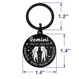 Tangvo Gemini Zodiac Gifts for Women Men - Gemini Birthday Keychain - Gemini Zodiac Sign Presents