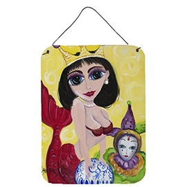 Caroline's Treasures JMK1180DS1216 Mardi Gras Queen Mermaid Wall or Door Hanging Prints Aluminum Metal Sign Kitchen Wall Bar Bathroom Plaque Home Decor Front Door Plaque, 12x16, Multicolor
