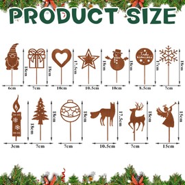 Christmas Garden Stake, Pack of 13 Metal Rust Stakes, Christmas Stakes, Rusty Flower Stakes, Christmas Rusty Garden Decoration, Metal Stakes Garden for Advent Christmas Decoration
