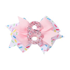 YHXX YLEN 1 PACK Birthday Hair Bow Hair Clips for Girls, Baby Girl Hair Accessories Bow Birthday Decorations, Pink Baby Girls Ice Cream Hair Bows Hair Clips for 6th Birthday