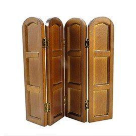 Melody Jane Dollhouse Walnut 4 Foldable Panel Bandage Display Room Divider Bedroom Furniture