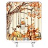 AEMBEE Fall Halloween Shower Curtain Cute Cat with Ghost Thanksging