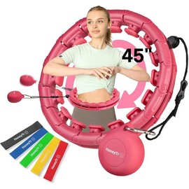 Weighted Hula Circle for Abs & HIPS - Smart Weighted Fitness Hoop for Exercise – Adjustable Smart Hoop for Waist Sizes 25–45 Inches – Home Workout Equipment by HoneyTr - Color: pink