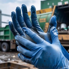 100 Pack –Extra Strong Disposable 12-Inch - Extended Long Cuff Blue Nitrile Examination Gloves - Powder-Free, Latex-Free Food, Medical & Industrial Grade– Medium