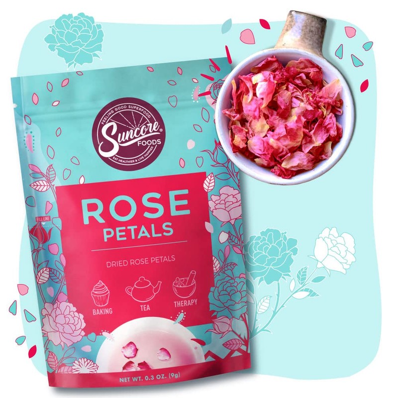 Suncore Foods Dried Rose Petals Bloom, Caffeine-Free Tea, Gluten-Free, Non-GMO,