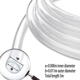 Clear Flexible Tubing,6mm ID x 8mm OD,3 Metres Tube Hose Water Pipe, Also for Transfer Water Oil air, Plastic Flexible Tube Pipe