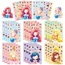 Princess Face Swap Sticker, Princess Face Swap Sticker, Princess Makeup, A Face Sticker, Sticker Puzzle, Kids, Educational Toys, DIY, 6 Types, 18 Sheets