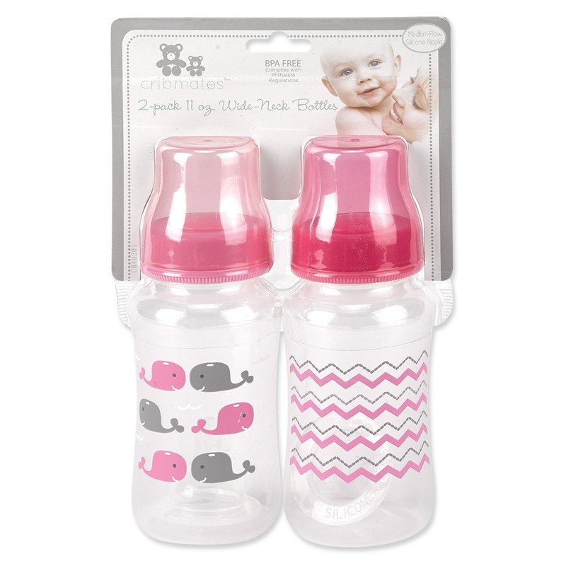 Cribmates 2 Piece Wide Bottle Elephant Zigzag, Grey/Yellow