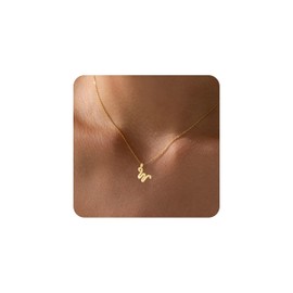 JECOMY Gold Initial Necklace for Women, Dainty 14K Gold Plated Irregularly Initial Waterproof A-Z Necklace for Women Trendy