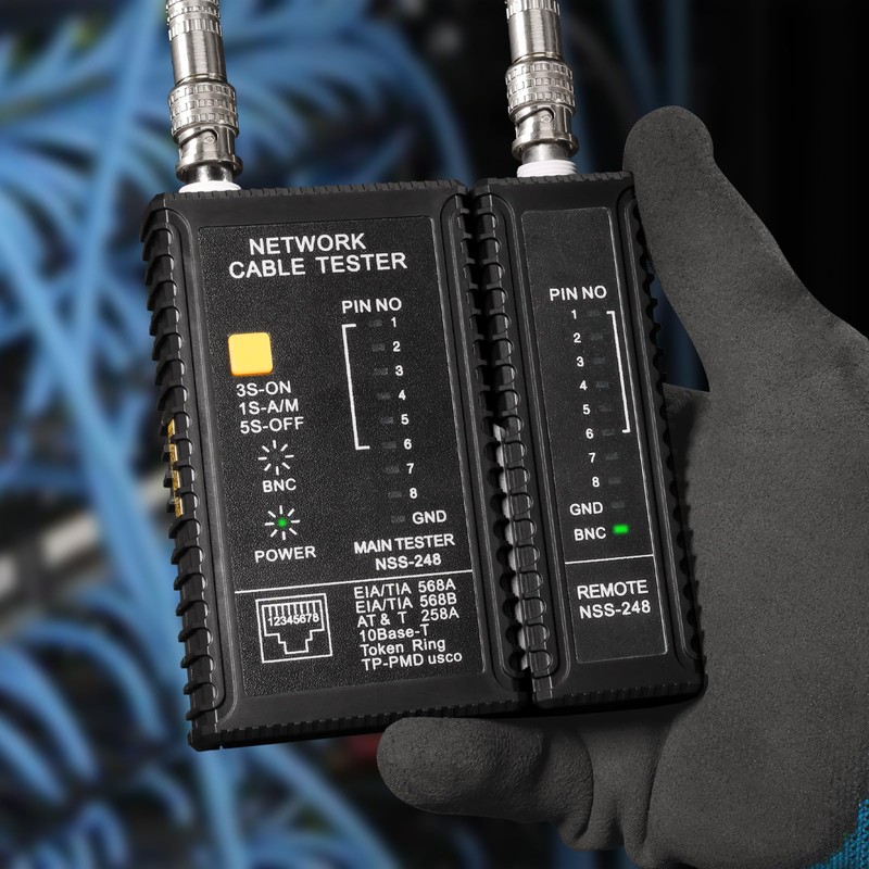 Brileine Dual-Function Coaxial & RJ45 Network Cable Tester with 2-Pack
