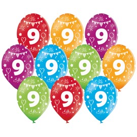 Libetui 10 Strong Coloured Balloons, 30 cm, Decoration for a Children’s Birthday Party with Birthday Number Print
