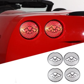 Carworld66 Stainless Steel Black Tail Light Trim Cover Fits For Corvette C6 2005-2013