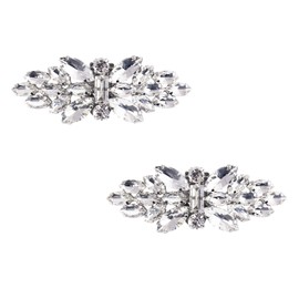 ELEGANTPARK DF Women Rhinestones Bow Decorative Shoe Clips Jewelry Decorations Charms Wedding Party Accessories Silver 2 Pcs
