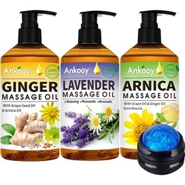 ANKOOY Massage Oil Set With Arnica Ginger And Lavender For Sore Muscles Relaxation