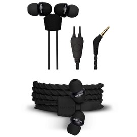 Wraps Talk (with Mic) Wristband Bracelet In-Ear Headphones (High Comfort with Locking) - Coal