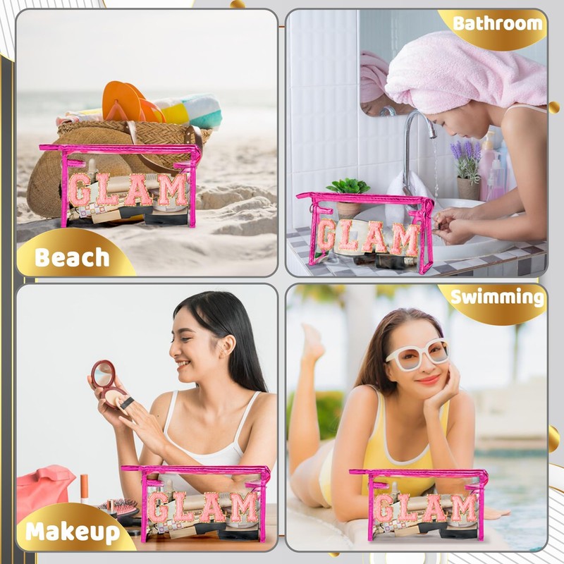 Belanttega Preppy Patch Cosmetic Bag - Summer GLAM Chenille Varsity