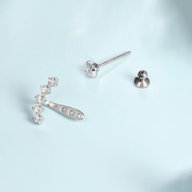 Limerencia Titanium Stud Earrings with Dangling, G23 Medical Earrings, Hypoallergenic Health Stud Earrings, CZ Pearl Earrings for Sensitive Ears, Fashion, Women's Jewellery, Titanium Polyvinyl