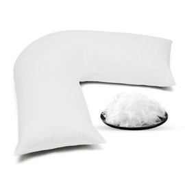 Rohi Goose Feather and Down V Shaped Pillow - Washable Anti Dust Mite Nursing Pregnancy and Back Support Pillow.