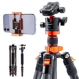 K&F Concept 68" Carbon Fiber Camera Tripod,SA255C1 Lightweight Compact Tripod with 360 Degree Ball Head,Quick Release Plate,Detachable Monopod 10KG Load Capacity for SLR DSLR Digital Camera/Camcorder