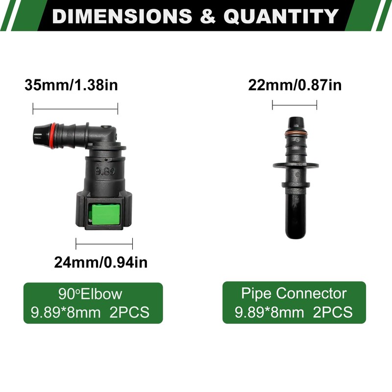 Japtend Fuel Line Quick Connect Hose Fittings, 2 Sets Fuel