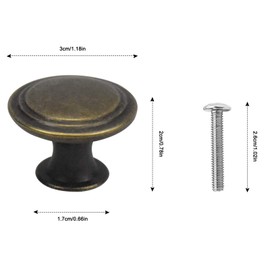 Tibapla 16 Pcs Vintage Cabinet Knobs, 30mm Antique Round Drawer Knobs, Bronze Cupboard Handles, for Furniture Cabinet Wardrobe Drawer Door Cupboard Wardrobe