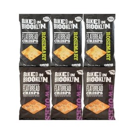 Generic Variety Pack Flatbread Crisps Baked in Brooklyn - 2 Flavors: Rosemary and The Works - 3 Each Flavor - 6 oz, 6 Pack - Gourmet Snack Crackers, Perfect for Parties, Cheese, and Wine Pairings
