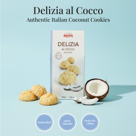 Rippa Delizia Al Soft Italian Cookies with Rich Coconut Flavor - Enjoy Fresh Bakery Cookies for a Delicious Taste Melt in Mouth - Ideal Gift cookies for Birthdays Holidays & Special Moments - 150g