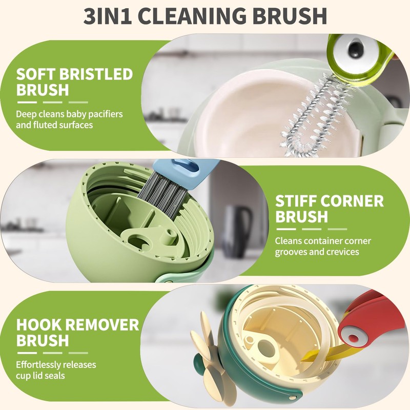 3 in 1 Cup Lid Gap Cleaning Brush Set, 3PCS