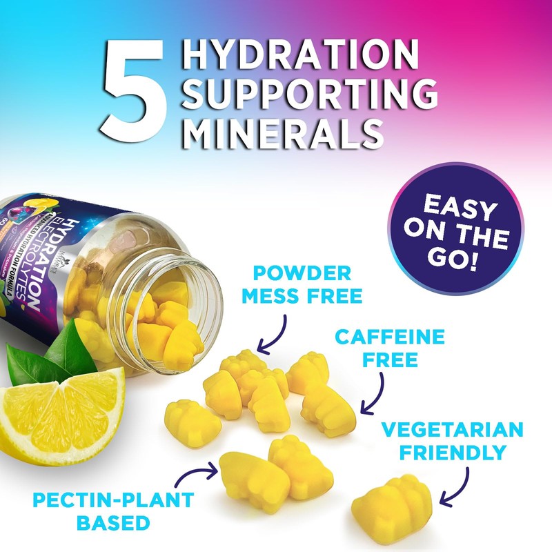 Hydration Electrolyte Gummies - Daily Liquid Replenisher Gummy - Electrolyte