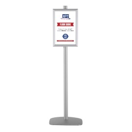 M&T Displays Free Standing Stand Single Sided 11x17 Inch Snap Frame Silver Portrait/Lands