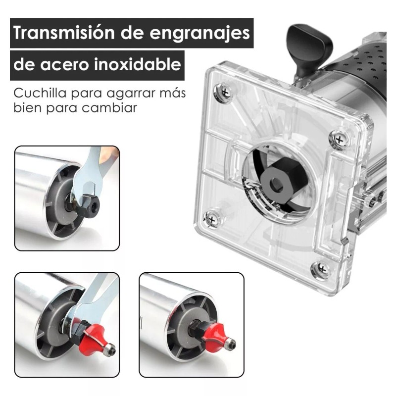 LSXD Router Madera Recortadora Rebajadora 800w +15 Brocas Carburo