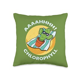 Chlorophyll Cactus Sunbathing AAAHHH! Chlorophyll Hilarious Throw Pillow