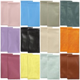 Varku Leather Glasses Pouch, 24 Packs Soft Sunglasses Storage Bags, Assorted Colors Eyewear Cases, Slim Protective Holder, Lightweight Leather Slip Cover for Reading Glasses