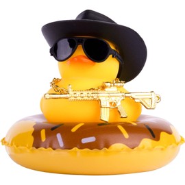 MuMyer Cowboy Duck Car Dashboard Decorations Rubber Duck Car Ornaments with Cool Accessories Mini Swim Ring Sun Hat Sunglasses Scarf or Necklace for Car Dashboard Decoration Accessories