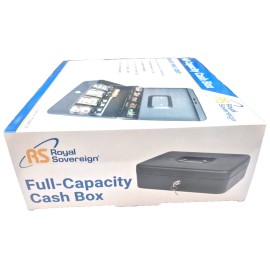 Royal Sovereign Solid Steel Cash Box With Key Lock And Tiered Tray For Secure Storage