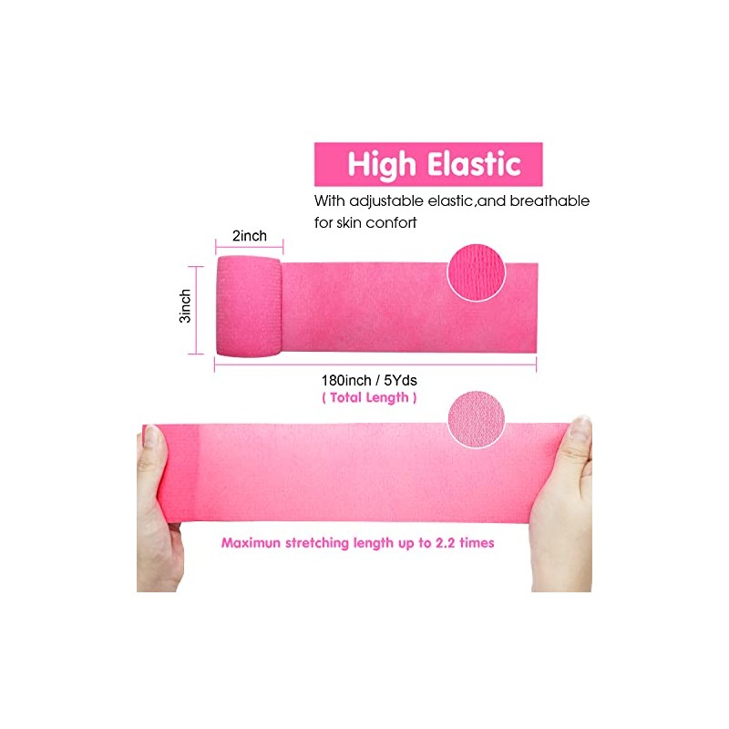 6 Rolls Pink Cohesive Bandage 7.5cm X４.5cm, Flexible Bandage,Non-Woven Cohesive,