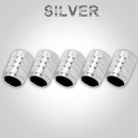 ST Shengtuo Silver Anodized Aluminum Tire Valve Stem Caps - Corrosion Resistant, Durable Plastic Inner Sleeve - Universal Valve Caps for Cars, Trucks, Motorcycles -Tire Valve Cap Kit,Pack of 5