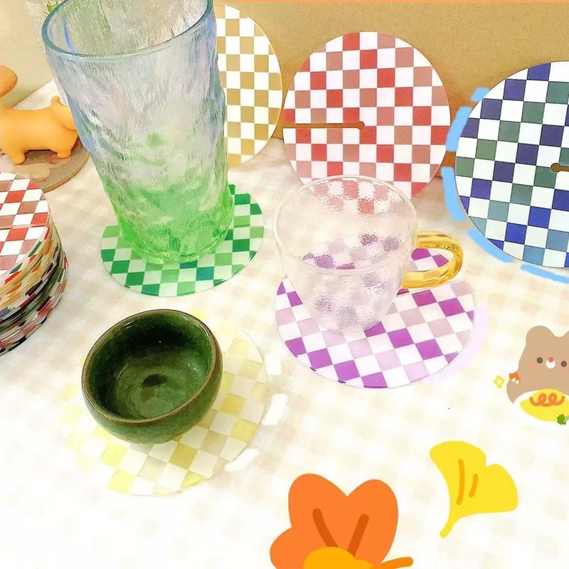 4 PCS Black Acrylic Cup Coasters, 9.5cm Round Acrylic Coasters,