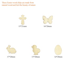 CHEERYMAGIC 100PCS Mini Easter Wooden Slices, Wooden Easter Animal Cutouts Slices, Wooden Egg Bunny Chick Wood Shapes Embellishments DIY Wood Craft for Easter Party Decoration Gift Tags A9TZJDHZMP