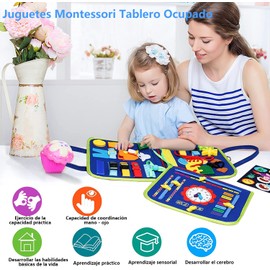 XZROAD Juguetes Montessori Tablero Ocupado,Tablero Montessori Ocupado,Juguetes Sensoriales y Educativos,Libro Sensorial Actividades para Habilidades Aprendizaje,Juguetes Didacticos para Niños