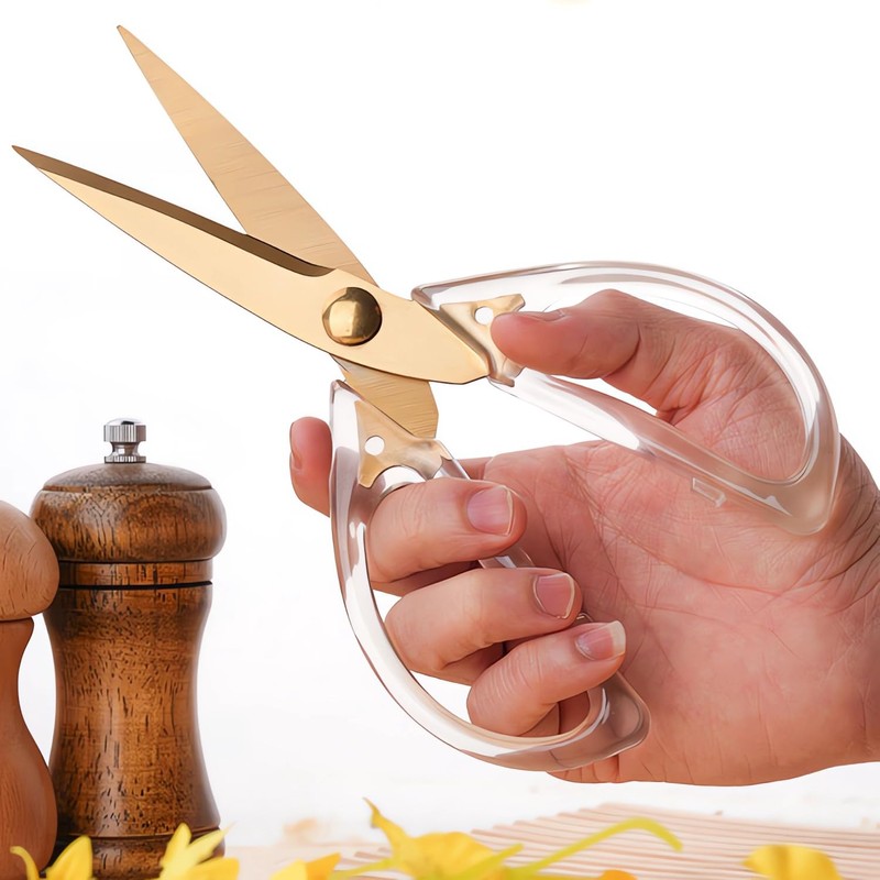Jasni Transparent Handle Stainless Steel Sharp Powerful Kitchen Scissors Multi-Purpose