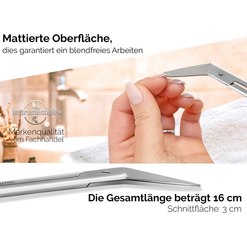 Toenail Scissors, Nail Scissors, Extra Long, 16 cm with Micro-Toothing,