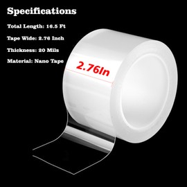 Transparent Window Weather Sealing Tape 2.76 Inch x 16.5 FT Weather Stripping Residue-Free Clear Window Insulation Caulk Tape for Shower Glass Gaps and Clear Tape Doors Windows Windproof Tape