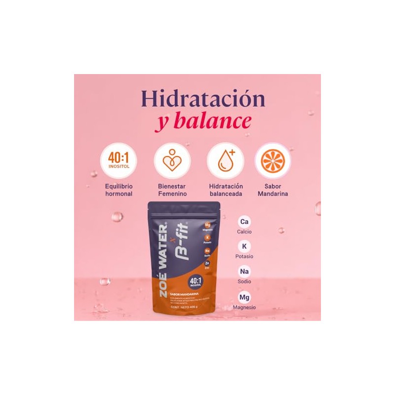 Fit Zoe Water Electrolitos Inositol Zinc Magnesio