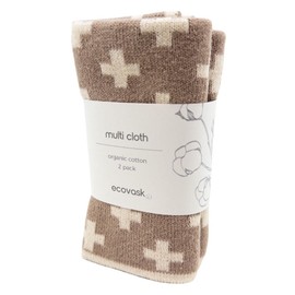 Ecovask Wash Cloth / Multi Cloth 2 Pack Organic Cotton, Hummus +