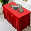 Mantel ajustable de terciopelo rojo para mesas rectangulares, resistente a