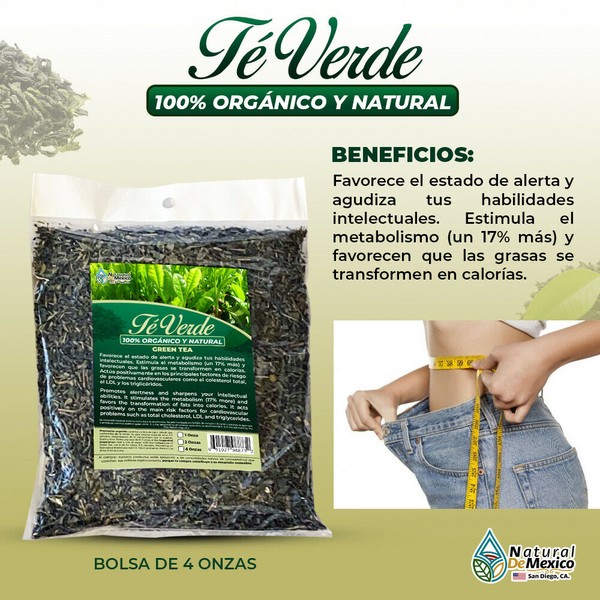 Tierra Naturaleza Te Verde Green Tea Herbs estimula el metabolismo, reduce tallas 4 onzas - 113g.