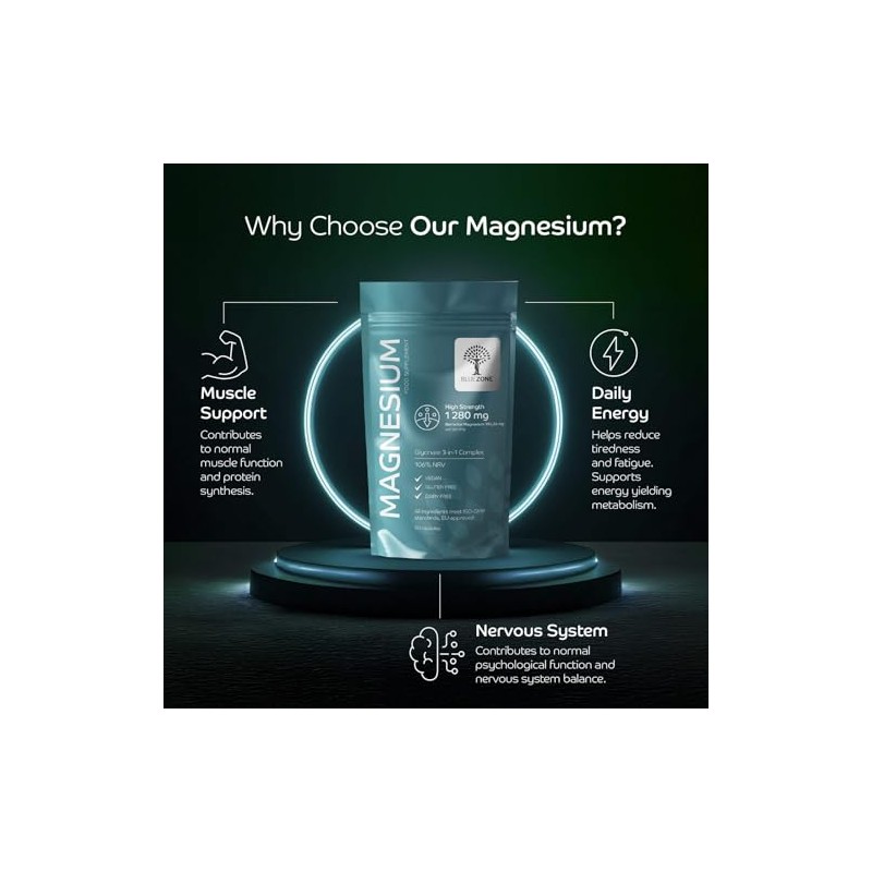 Magnesium Glycinate 3-in-1 Complex 106% NRV that Powers More Than