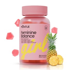 Montue Premium Feminine Balance Gummies-pH Balance with Prebiotics & Lactobacillus Probiotic Blend&Hawaiian Pineapple Immune Support, Vegan, 60 Gummies (30)