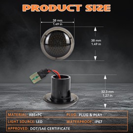 Arelokpri Side Marker Repeater Lights Compatible with 2010-2021 Ford Transit Connect, Full LED Front Fender Light Assembly, Smoked Lens Amber 2PCS